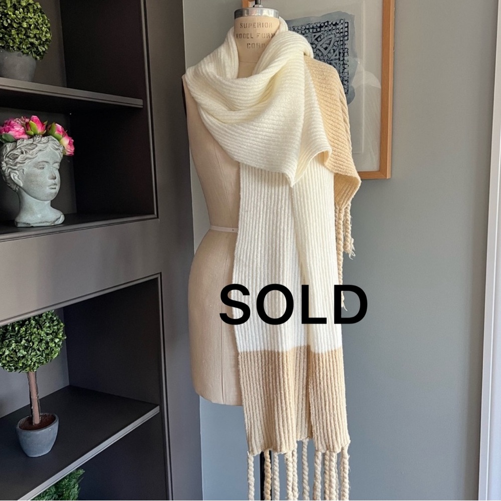 SOLD Cream and Beige Knit Scarf